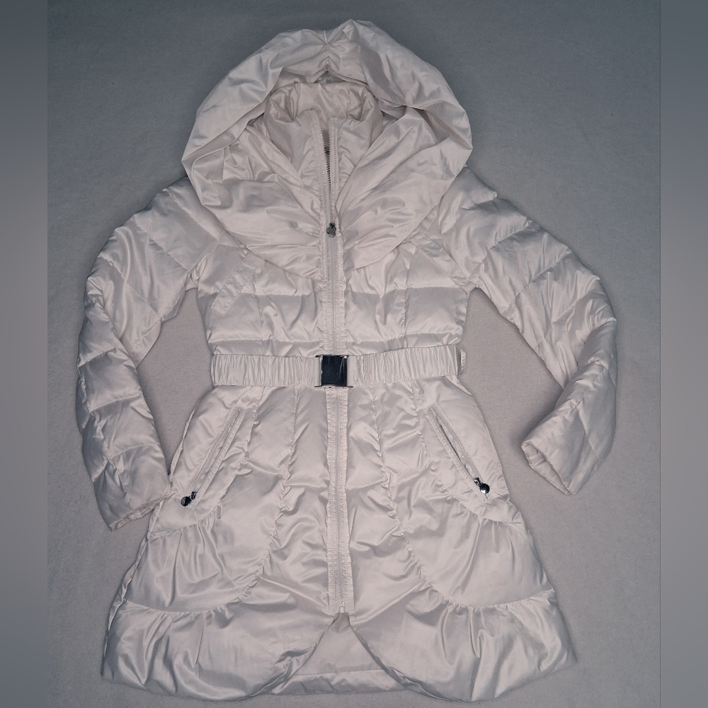 Laundry By Shelli Segal Women's White Hooded Puffer Jacket